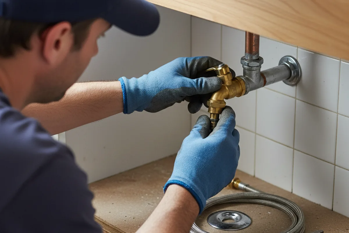 Shutoff valve and fitting work during Burst Pipe Repair in Stanley